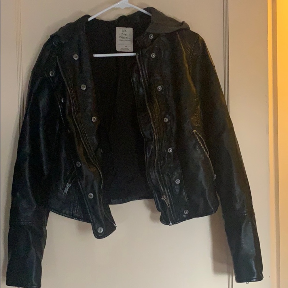 Hooded leather jacket